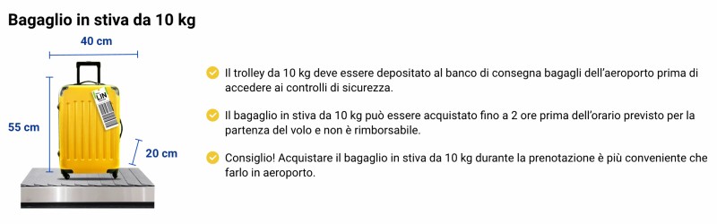 Bagaglio da stiva 10 kg Ryanair