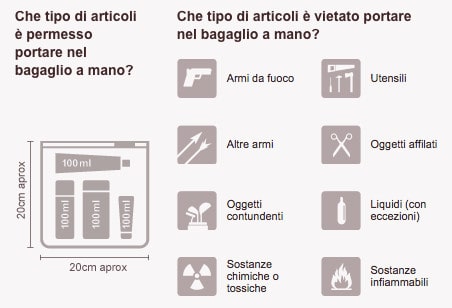 oggetti consentiti e proibiti volotea