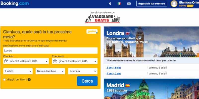 siti per viaggi booking