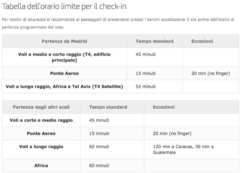 tempi web check-in Iberia