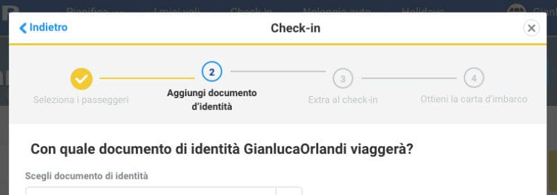 ryanair check-in documenti