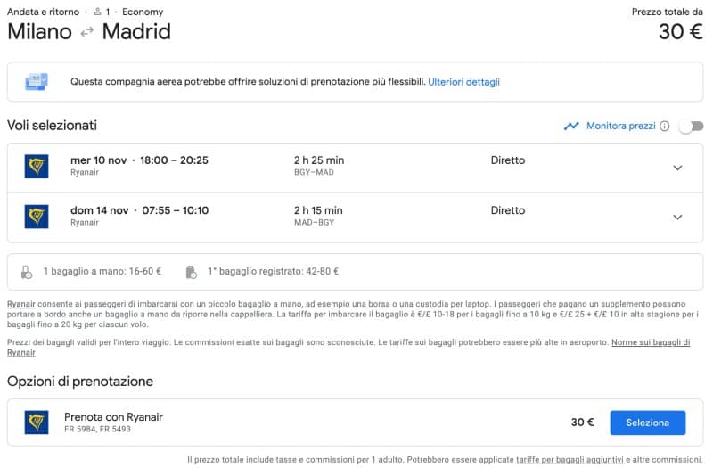 Prenotare Voli Google Flights