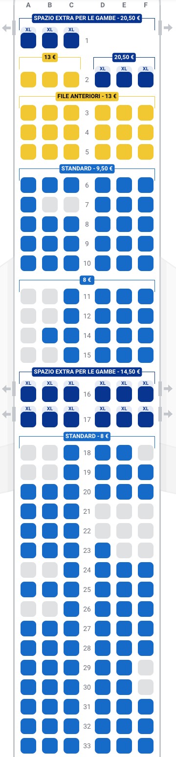 Mappa posti aereo Ryanair