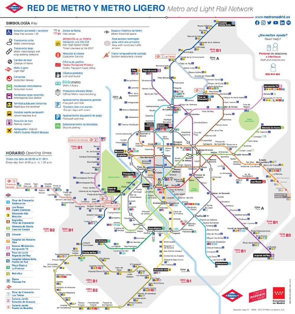 Mappa metropolitana di Madrid