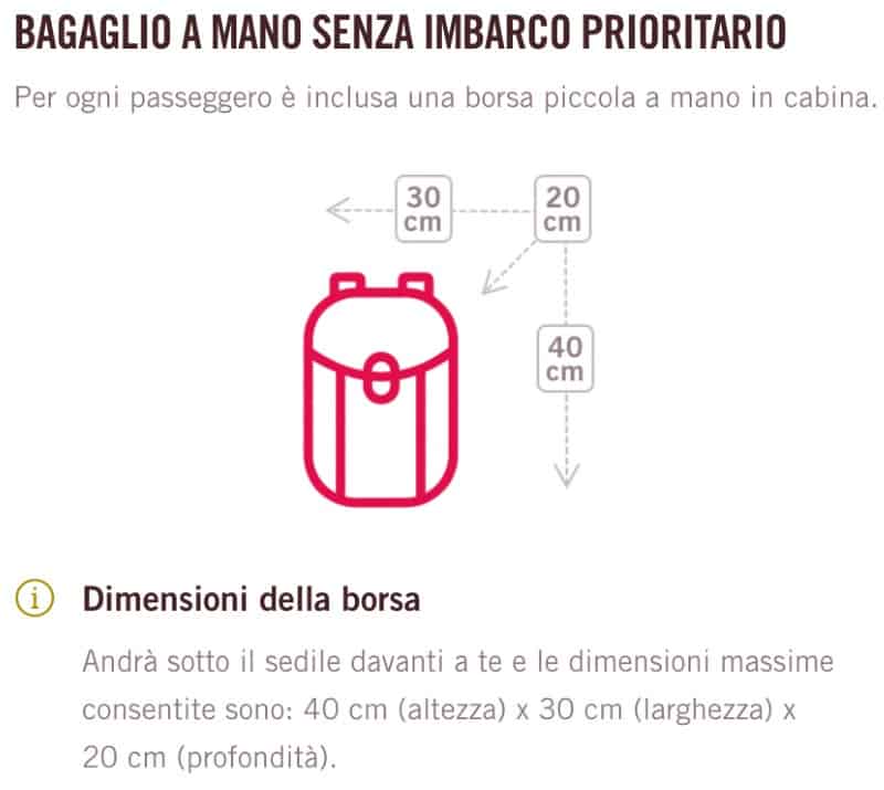 Dimensioni bagaglio a mano Volotea