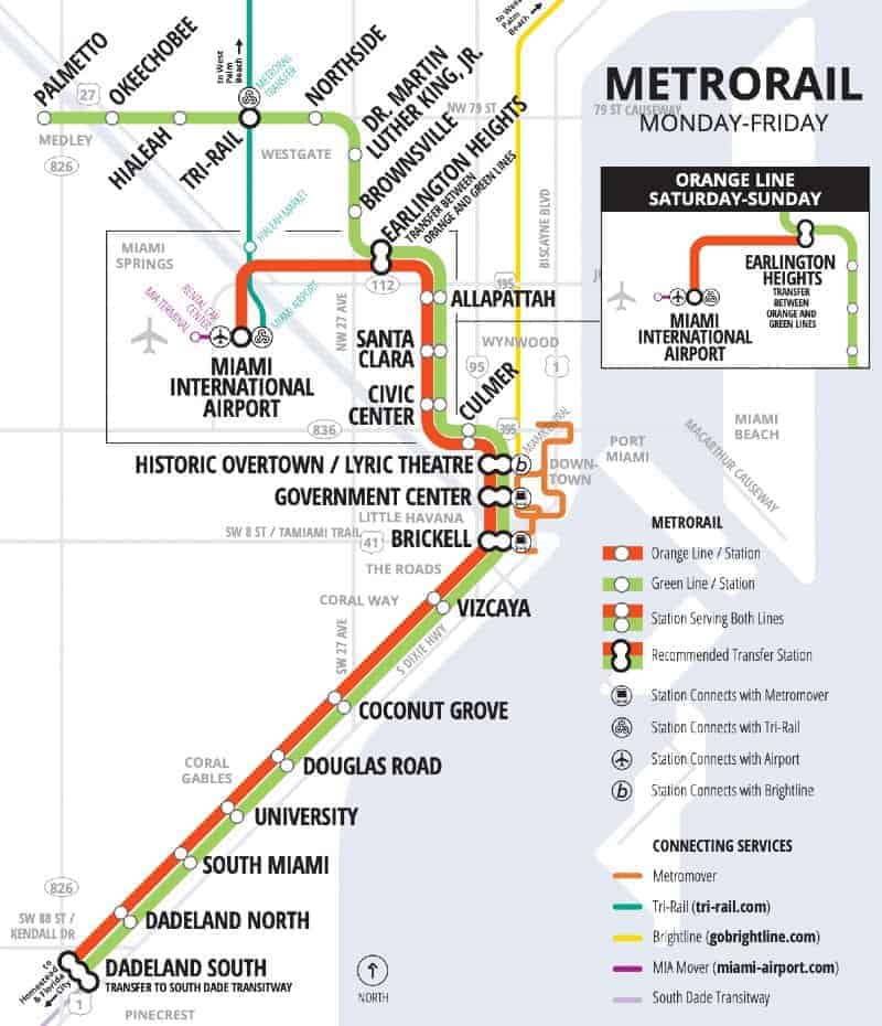 Mappa metropolitana Miami aeroporto