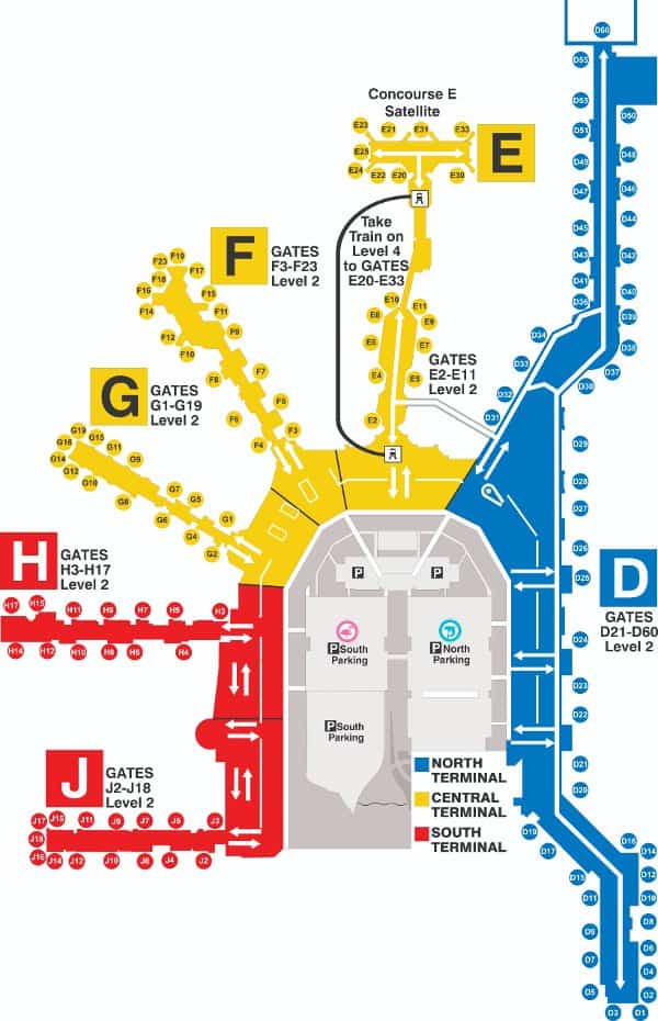 Mappa terminal Miami Airport