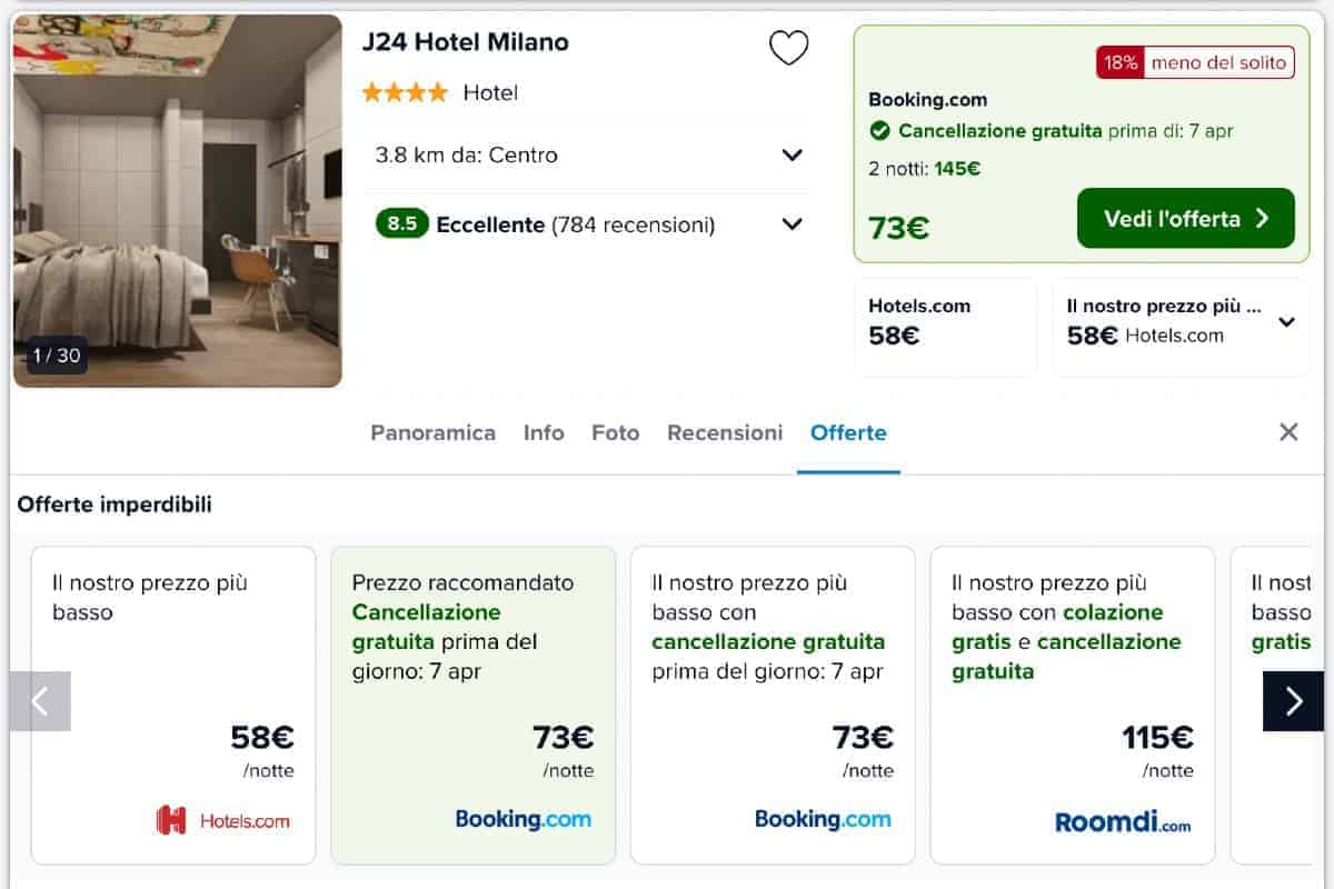 Confronto prezzi alberghi Trivago