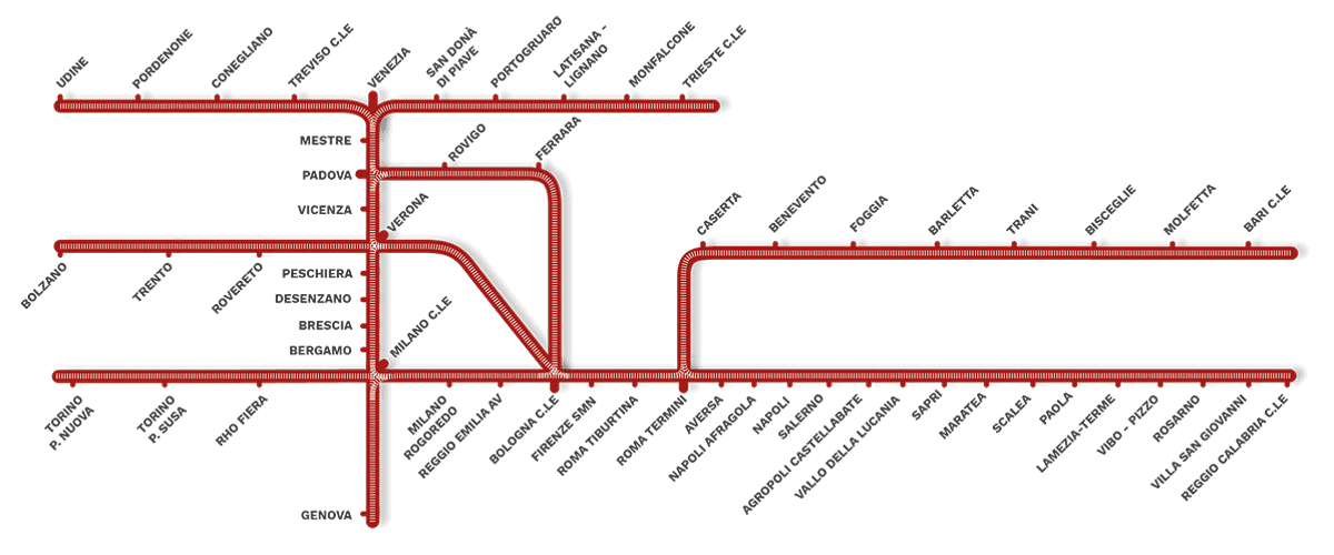 Mappa destinazioni Italo orari