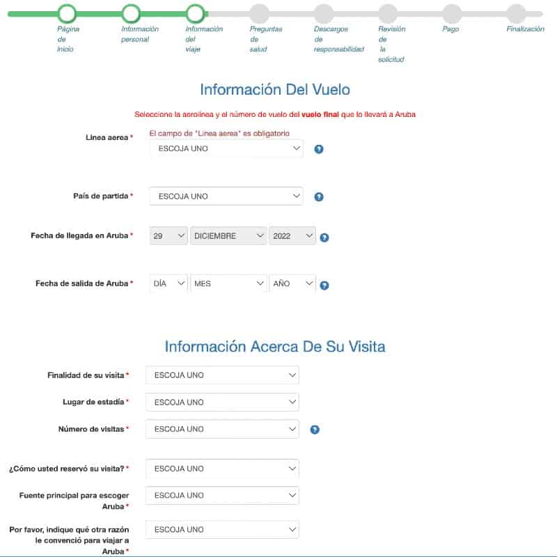 Informazioni volo Aruba