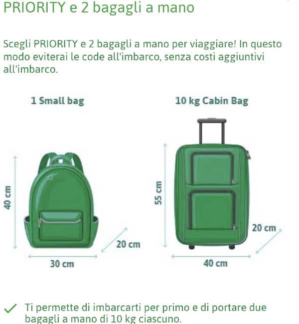 Franchigia bagaglio in cabina AeroItalia