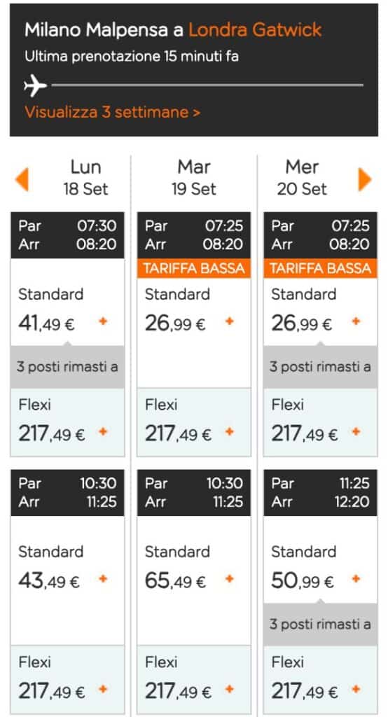 Tariffe easyJet 2023 Standard, Plus, Flexi, costo bagagli