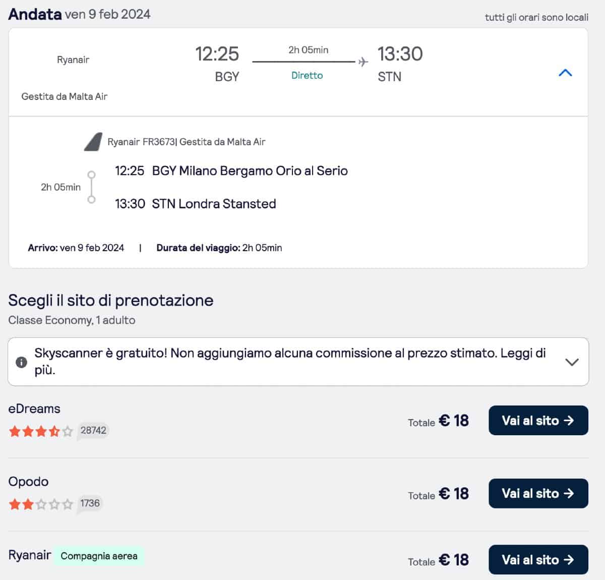 Skyscanner low cost voli