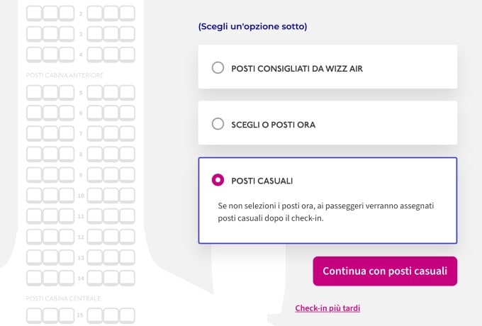 Posti a sedere Wizz Air